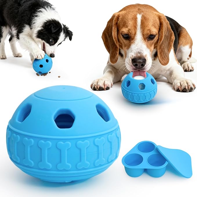 IFOYO Frozen Treat Dog Toy Ball for Small to Medium Dogs, Silicone Enrichment Dog Toys to Keep Them Busy, Reduce Anxiety, Puzzle Treat Dispensing Dogs Toys for Slow Food Training, Easy to Clean