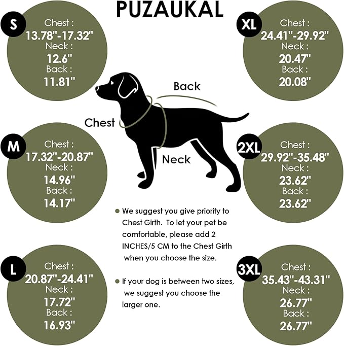 Dog Coat, Small Medium Dog Jacket, Windproof Dogs Puffer Jacket, Fleece Lined Warm Dogs Winter Coat with Harness Hole (Army Green L)
