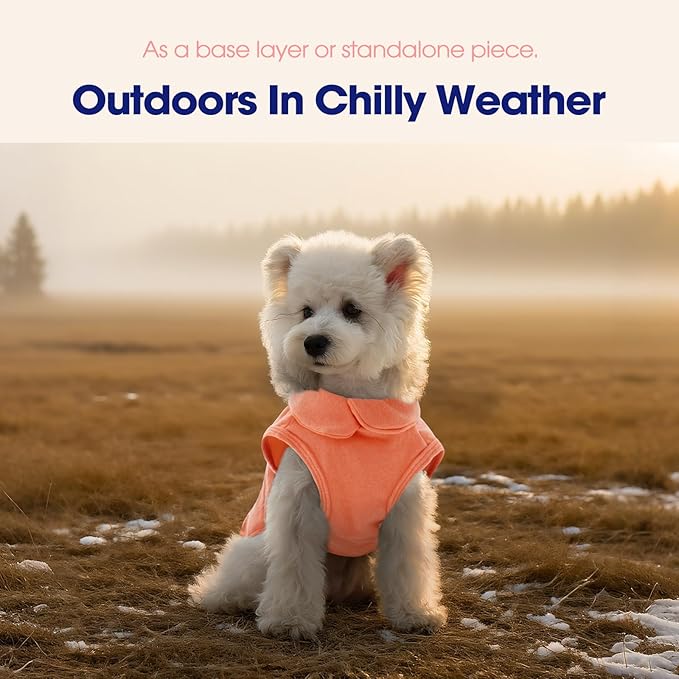FUAMEY Dog Fleece Vest for Small Dogs,Warm Stretchy Dog Sweatshirts Pullover with Leash Hole Dogs Sweater Soft Pet Turtleneck Cozy Pet Vest Lightweight Sleeveless Orange XXS