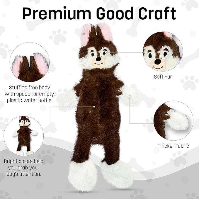 FGA MARKETPLACE Fox Flat NO Stuffing NO Squeak Plush Dog Toy, Funny Style Will Entertain Your Pet for Hours, Recommended for Small and Medium Dog 21 INCH Long