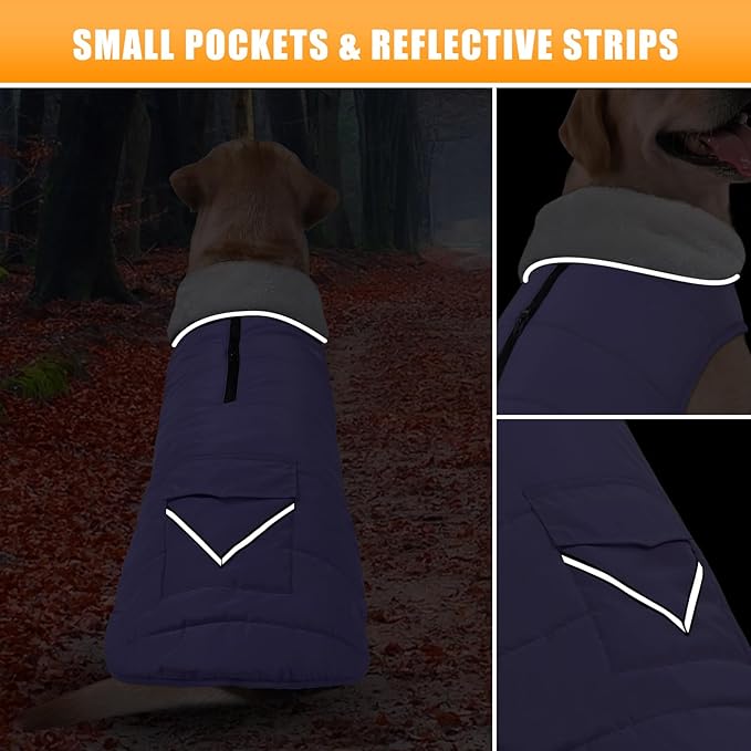 iBuddy Dog Winter Jackets with Fleece Vest,Waterproof Warm Dog Snow Jacket Windproof, Reflective Adjustable Pet Dogs Cold Winter Coat for Large Dogs Girl Boy