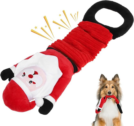 KOOLTAIL Christmas Dog Toys, Tough Plush Dog Chew & Squeaky Toys with Crinkle Paper, Interactive Training & Tug of War Puppy Teething Toy for Indoor Outdoor Play for Small Medium Large Dogs, Santa