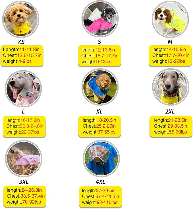 Dog Raincoat,Waterproof Rain Poncho with Hoodie, High Reflective Adjustable Pet Rain Jacket with Leash Hole for Small Medium and Large Dogs (Pink, X-Small)