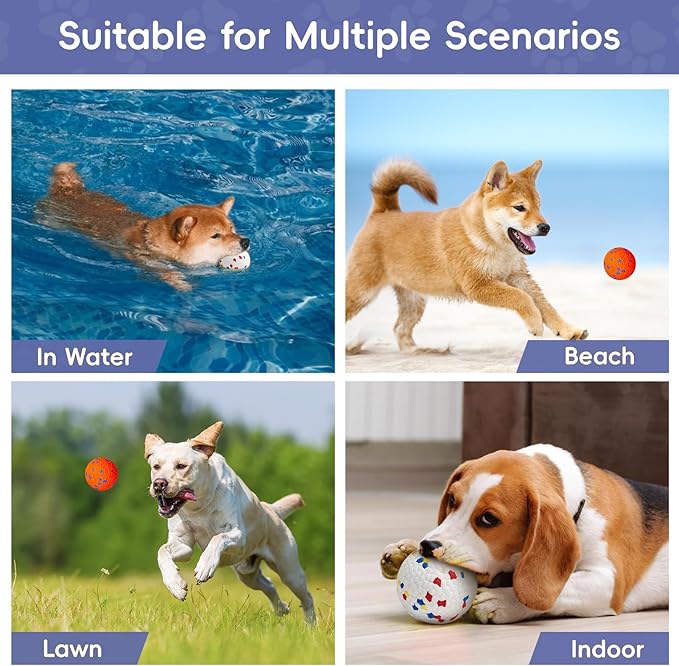 Dog Balls Tennis Balls for Dogs, Dog Toys for Aggressive Chewers, Durable Rubber Teething Chew Toys Water Floating Ball, Interactive Fetch Ball for Large Medium Small Dogs, Pets