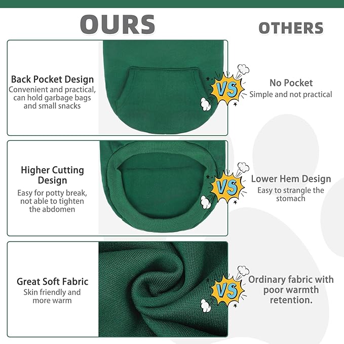 KOOLTAIL Basic Dog Hoodie - Soft & Warm Pet Hoodie Sweater with Leash Hole and Pocket, Dog Winter Coat, Cold Weather Clothes Sweatshirt for Small Medium Large Dogs Puppy Cat Boys Girls Green XL/XXL