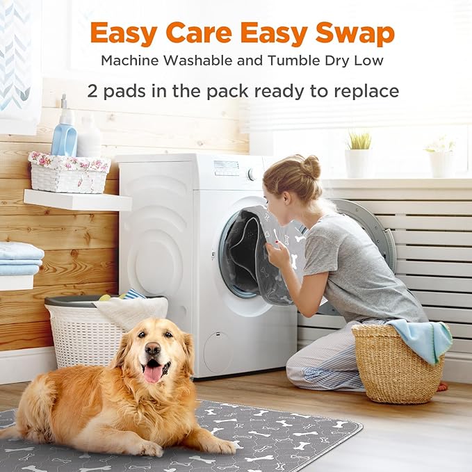 Washable Pee Pads for Dogs, Large 2 Pack 36”x48” Dog Pee Pads Washable, Waterproof Puppy Pads Mat Reusable Fast Absorbent Dog Potty Training Pads, Whelping Pads for Playpen Crate