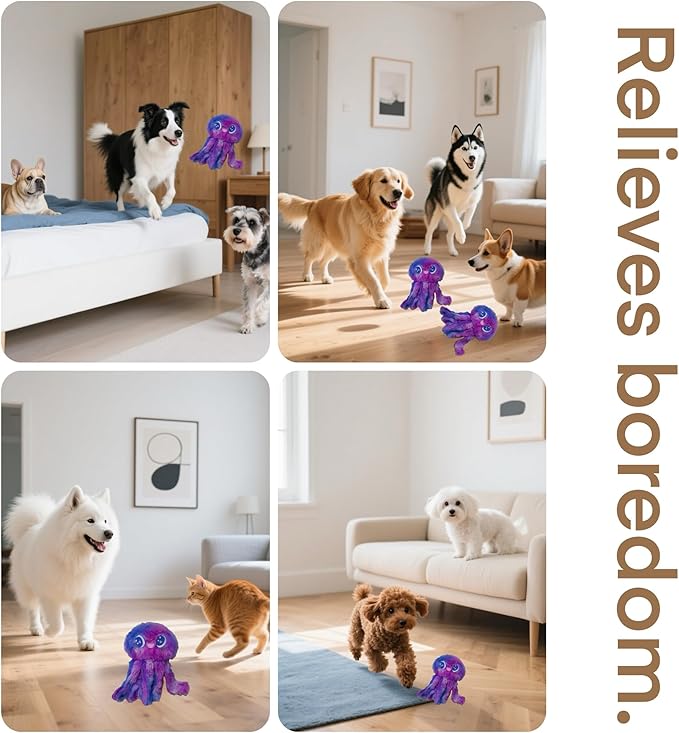 Clairooo Squeaky Dog Toys, Colorful Crinkle Octopus, Plush Dog Toys for Chewing, Interactive, Soft Fabric for Small, Medium & Large Dogs, Daily Companionship, Training Reward, (Purple)