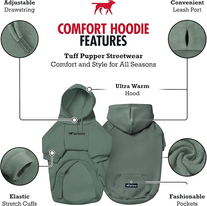 Tuff Pupper Dog Hoodie | Premium Quality 100% Organic Cotton | Ultra Soft Interior for Superior Comfort | Elastic Cuffs & Drawstring for Warmth | Stretch Fit Suitable for All Breeds (Teal, XXL)