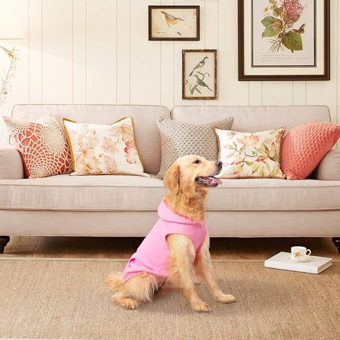 EXPAWLORER Dog Hoodie Fleece Sweater Vest, Hooded Dog Sweatshirt Fall Winter Pet Clothes with Leash Hole, Sleeveless Warm Cozy Puppy Clothing for Cat Small Medium Large Dogs Girl Boy, Pink XXL