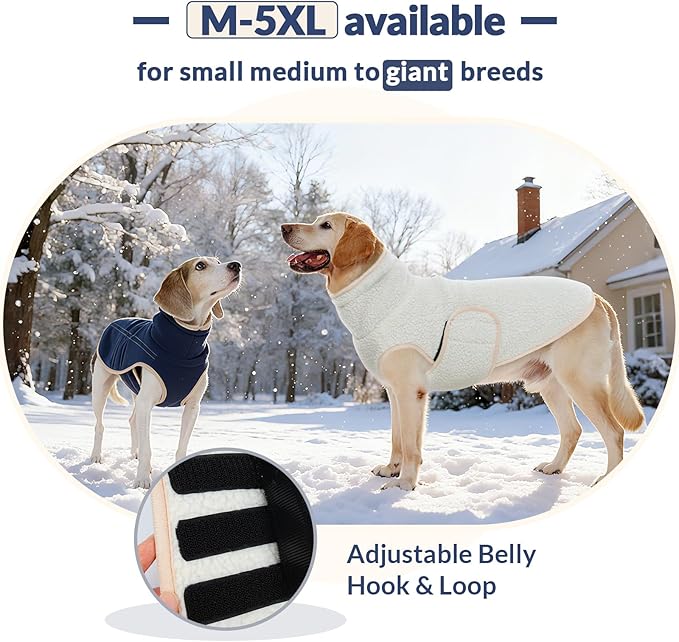 ROZKITCH Reversible Dog Jackets for Large Dogs, Thick Fleece Sherpa Sweater with Leash Hole & Embroidery, Adjustable Double-Sided Plush Sweatshirt for Medium Large Breeds DarkBlue XL
