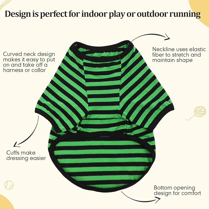 Geyoga 6 Pieces Dog Striped T-Shirt Cotton Breathable Pet Apparel Colorful Puppy Sweatshirt Clothes for Small to Medium Dogs Puppy(Dark Color,S)