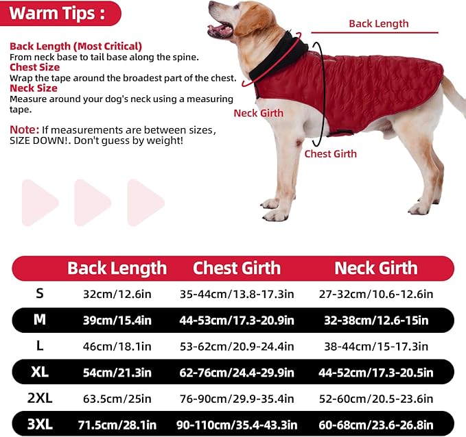 Nanaki Small Dog Puffer Jacket with Leash Hole, Warm Winter Coat Dog Puffer Coat Reflective, Lightweight Windproof Snowsuit for Hiking Walking Outdoor Activities, Halloween Christmas Easy on, Red