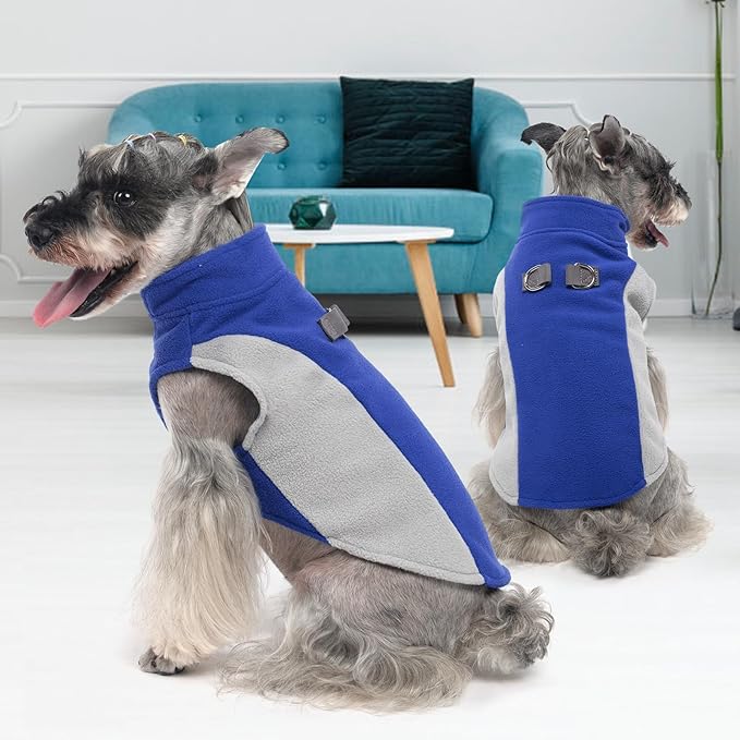 KOOLTAIL Small Dog Sweater - Dog Fleece Vest Jacket with Leash D-Ring for Small Medium Dogs, Soft Pullover Winter Warm Cold Weather Coats, Pet Fall Clothes Outfit for Puppy Cat Boys&Girls, Blue S