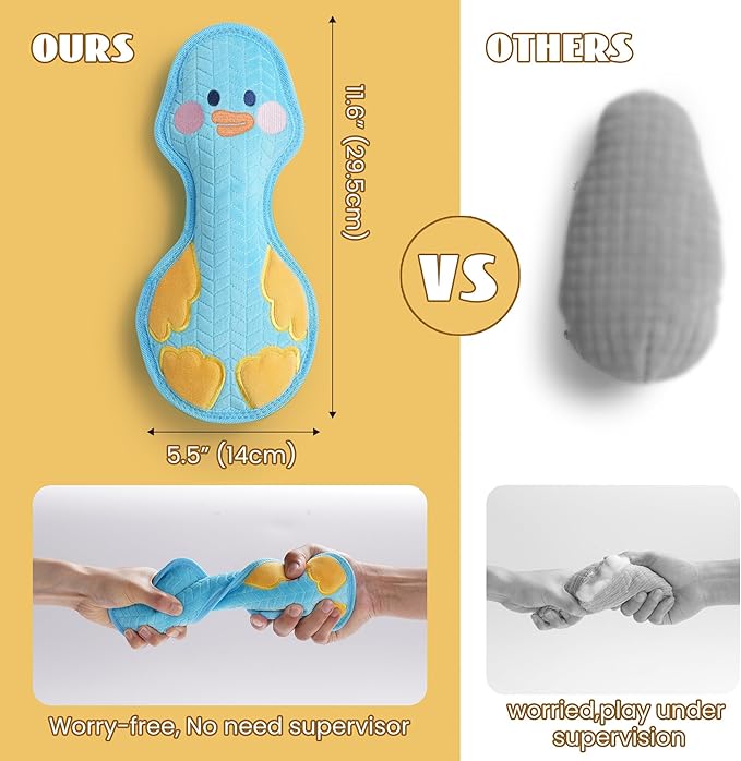 Duck Squeaky Dog Toy, New 2025 Indestructible Dog Toy for Aggressive Chewers, Stuffed Toy with Two Tough Layers, Soft Plush for Comfort and Chewing, Blue