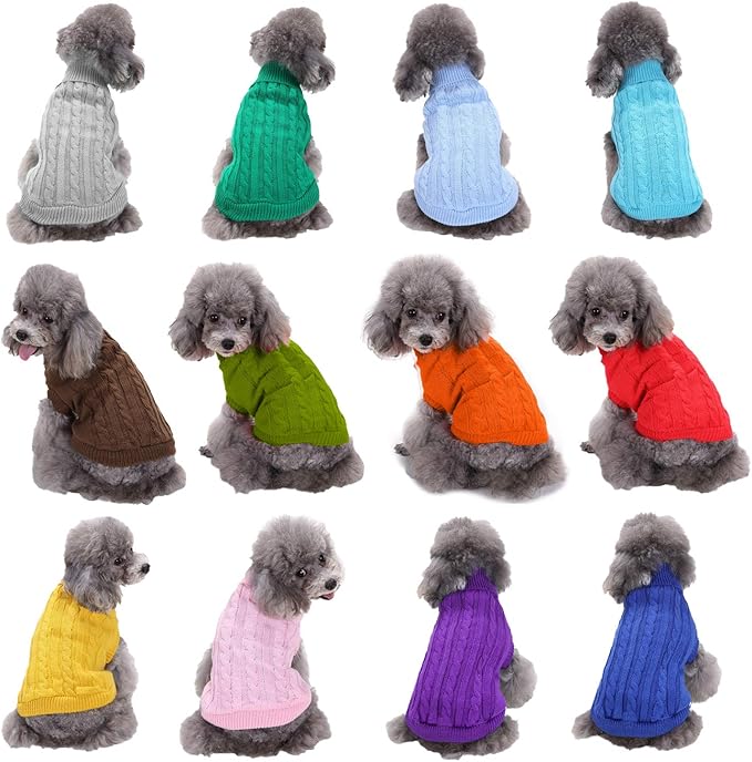 Warm Dog Sweater for Small, Medium, Large Dogs - Cute Winter Classic Turtleneck Pet Coat for Cats - Christmas Clothes for Girls Boys Puppy