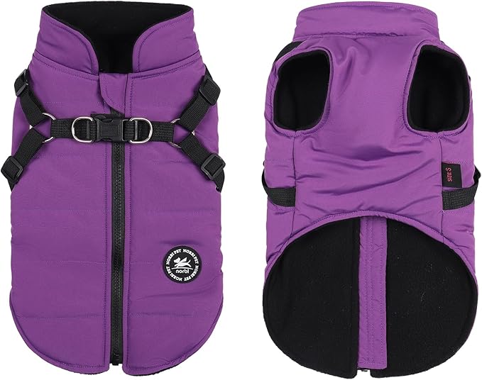 Norbi Dog Coat - Winter Jacket with Built-in Harness, Adjustable Warm Coats for Small to Large Dogs, Perfect for Cold Weather
