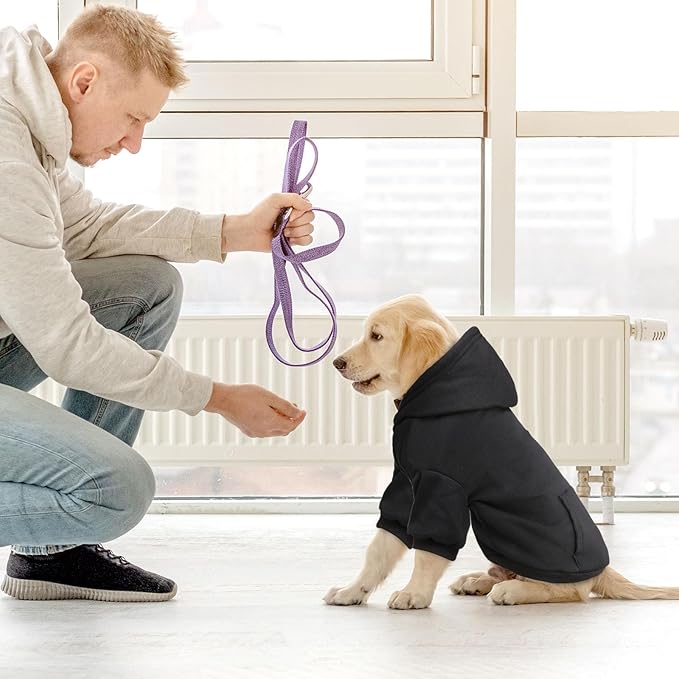 Dog Sweaters for Medium Dogs Dog Hoodie Fleece Dog Sweater Soft Dog Clothes Sweatshirt with Pocket Dog Hoodie for Medium Dogs(Black&M)