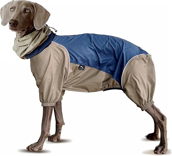 Dog Lightweight Windbreaker, Pet Outdoor Sports Jacket, 0.5 lbs,3 in One, Hooded, Easy on/Off with Collar and Harness, Reflective Piping, Packable, Dog Hiking/Camping, Navy Blue (X-Large)