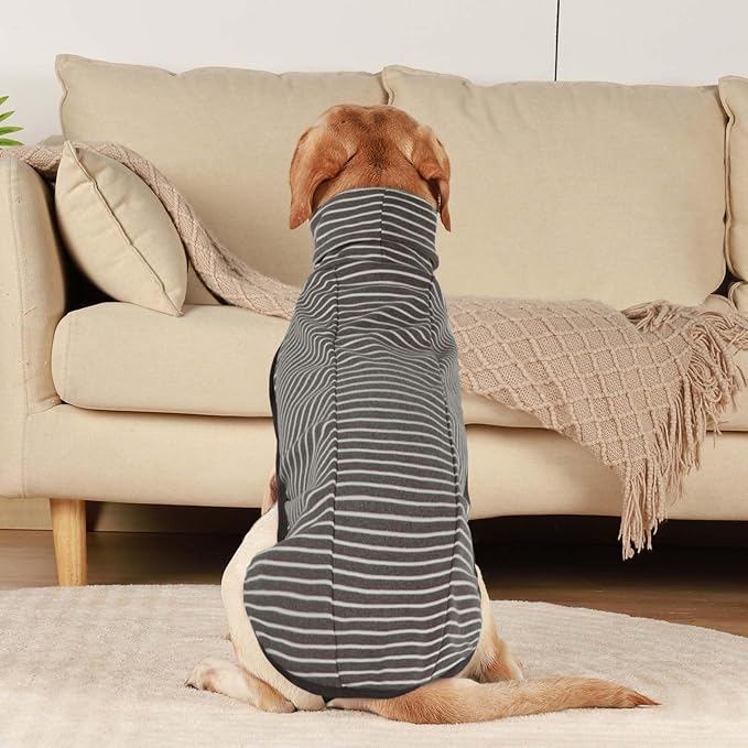 ROZKITCH Stripe Dog Winter Coat Soft Pullover Pajamas, Pet Windproof Warm Cold Weather Jacket Vest Cozy Jumpsuit Apparel Outfit Clothes for Walking Hiking Travel Sleep Stripe S