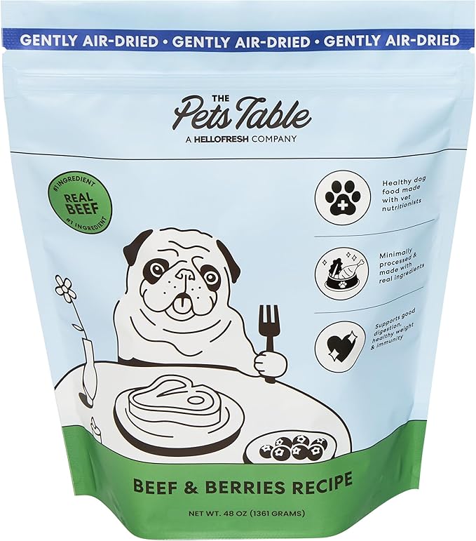 The Pets Table Beef & Berries Grain-Free Air Dried Dog Food, 3lbs / 48 oz Bag