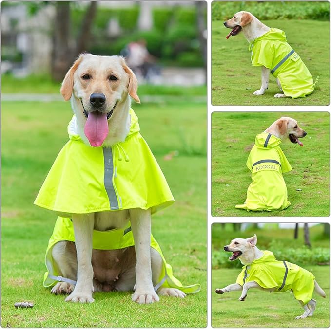Pet Large Dog Raincoat Apparel Poncho Waterproof for Medium Large Sized for Dog Raincoat Clothes Jacket(Fluor Yellow,6XL)