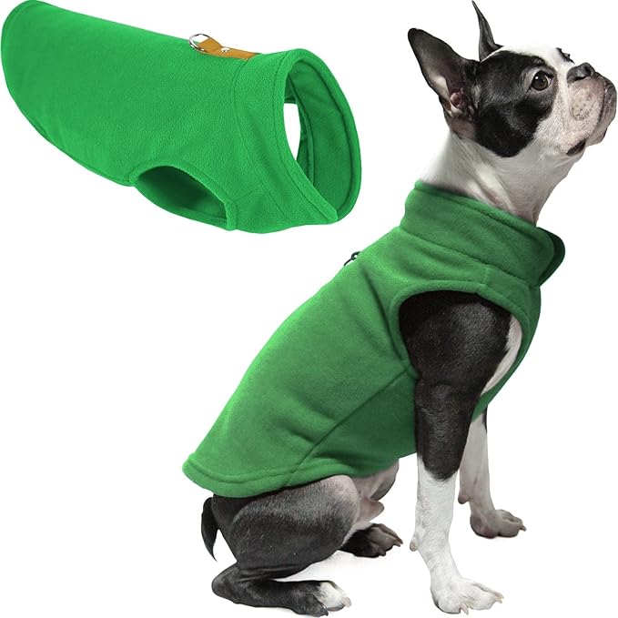 Gooby - Fleece Vest, Small Dog Pullover Fleece Jacket with Leash Ring, Green, X-Small