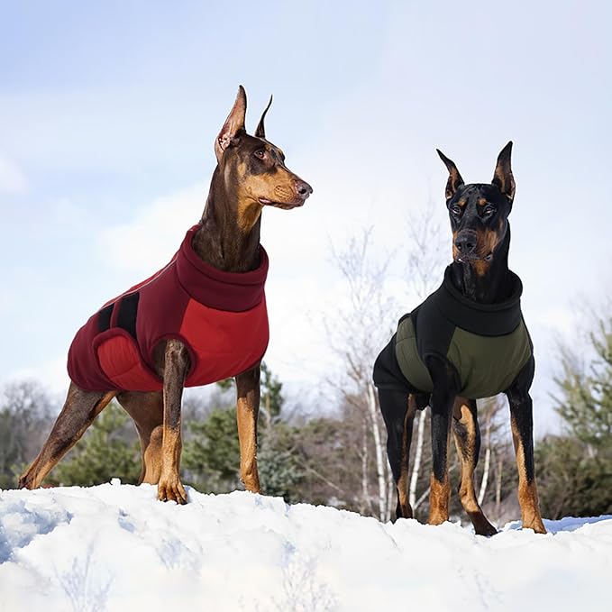 Kuoser XXXL Dog Coat, Dog Jackets for Large Dogs, Reflective Pet Winter Coat Cold Weather Coats, Doggie Snow Jacket Warm Apparel Clothes for Great Dane, Green XXXL