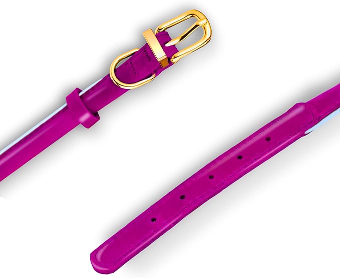 OOPSDOGGY Reflective Rolled Leather Dog Collar Adjustable Soft Padded Pet Collar for Small Medium Large Breed Dogs (Pink, L, 14"-18")