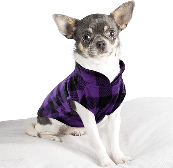 Kama Bridal 3 Pack Dog Coat - Spring, Autumn, Winter - Fleece Vest for Cats & Small/Medium Dogs - Red, Pink, Purple Plaid (XXXS)