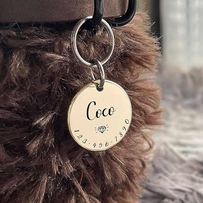 Cats Dogs ID Tags Personalized Lovely Symbols Pets Collar Name Accessories Simple Custom Engraved Products for Medium Four Legged Child Necklace Chain Anti-Lost Copper Shiny Brass Charm