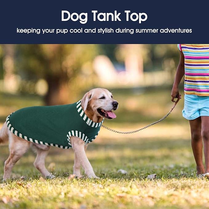 IECOii 2 Pack Dog Shirt for Large Dogs | Pullover T-Shirts, Sun Protection in Outdoor, Sleeveless Tank Top for Large Breeds, Khaki+Green, 3XL