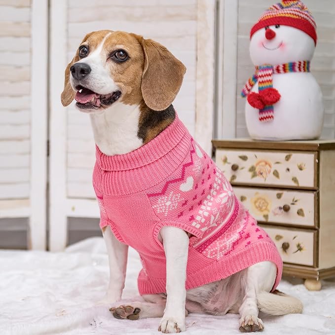 SCENEREAL XL Dog Sweaters Male and Female, Soft, Warm Turtleneck Extra Large Dog Sweater, Knitted Ugly Dog Christmas Outfits, Argyle Winter Clothes for Walking Outdoor
