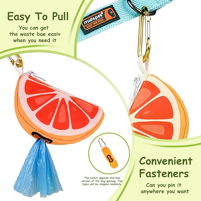 Grapefruit Shape Dog Poop Bag Holder and Carrier - Leash Attachment Poo Bag Dispenser with Stylish Cute Design,Grapefruit,Medium