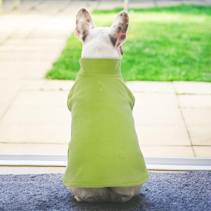 FUAMEY Dog Fleece Vest for Small Dogs,Warm Stretchy Dog Sweatshirts Pullover with Leash Hole Dogs Sweater Soft Pet Turtleneck Cozy Pet Vest Lightweight Sleeveless Green XXS