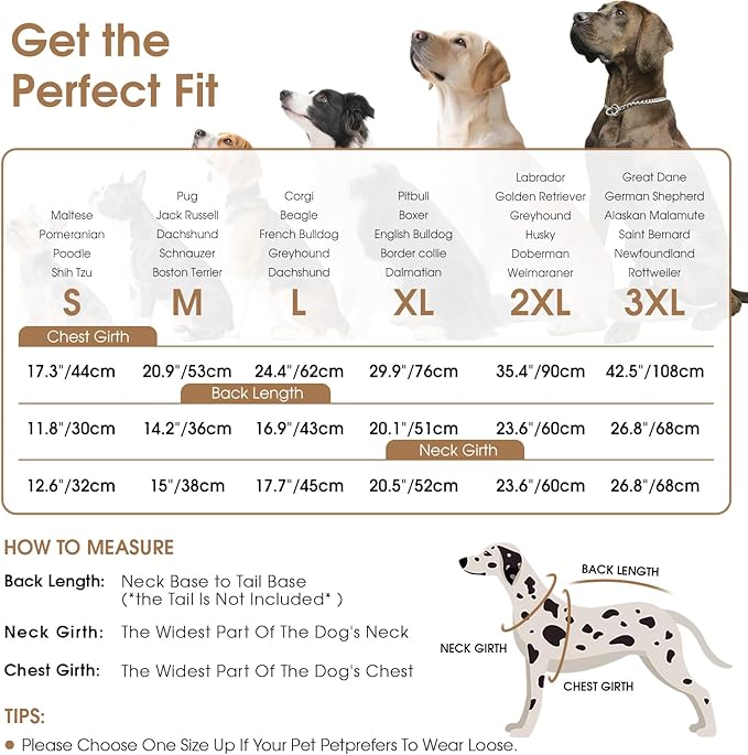 Queenmore Dog Jackets for Medium Dogs, Dog Coat with Harness Built in, Waterproof Pet Winter Coat with Zipper On Back Doggy Snowsuits Warm Soft Pet Jacket for French Bulldog, Poodle, Corgi, Brown M