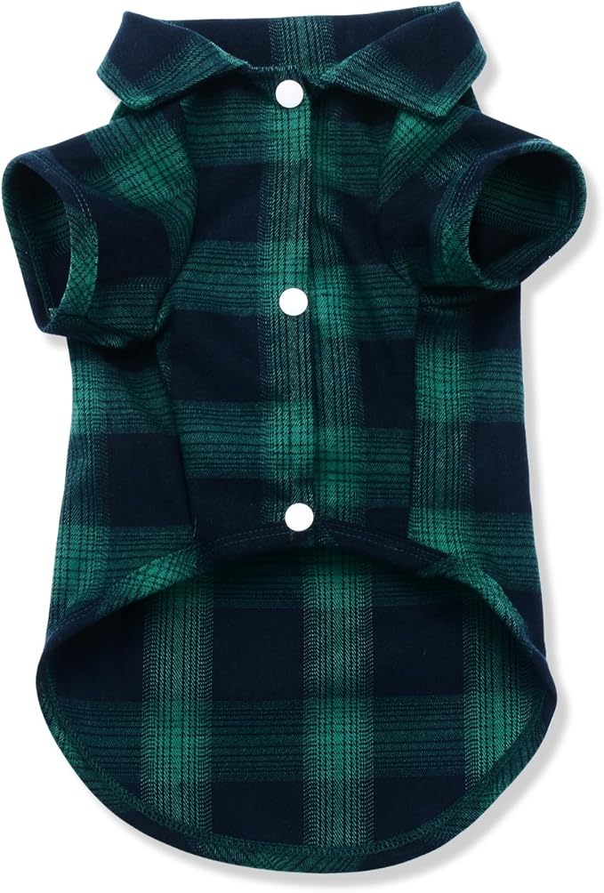 Koneseve Dog Shirt, Pet Plaid Clothes Shirt T-Shirt Sweater Matching Breathable for Small Medium Large Dog Cat Puppy Adorable Casual Cozy Halloween Thanksgiving Christmas Costumes (Green; 6XL)