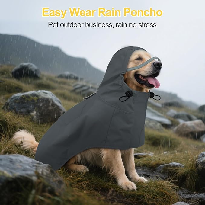 DENTRUN Dog Raincoat for Small Dogs (Chihuahua, Pomeranian) – Waterproof & Windproof, Lightweight for Walking, Hiking, Outdoor – Adjustable Hood, Leg Straps & Reflective Strips, S