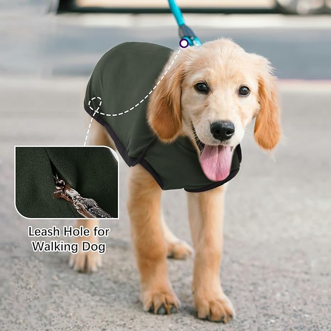 ROZKITCH Dog Winter Coat Soft Pullover Pajamas, Pet Windproof Warm Cold Weather Jacket Vest Cozy Jumpsuit Apparel Outfit Clothes for Walking Hiking Travel Sleep Green 4XL