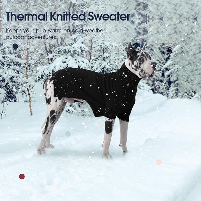 IECOii XXXL Dog Sweater,Warm Dog Sweaters for Extra Large Dogs Girl Boy,Stretchy & Cozy,Turtleneck Knitted Pullover for Pet Wear On Holiday,Easy On Doggy Sweatshirt for Labrador (Black,XXXL)