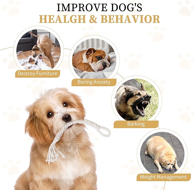 Dog Rope Toys for Small Aggressive Chewers, Tough Cotton Chew Toy, 16in Indestructible, Tug of War Dog Pull Rope Teeth Cleaning(2 pack-16Inch)