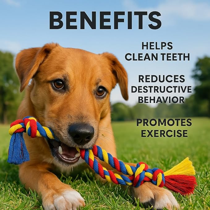 Dog Rope Toys Heavy Chew Toys for Medium & Large Breed Dogs – Durable Rope Toy Set for Teething, Chewing, and Interactive Play(Set of 2 Toys)