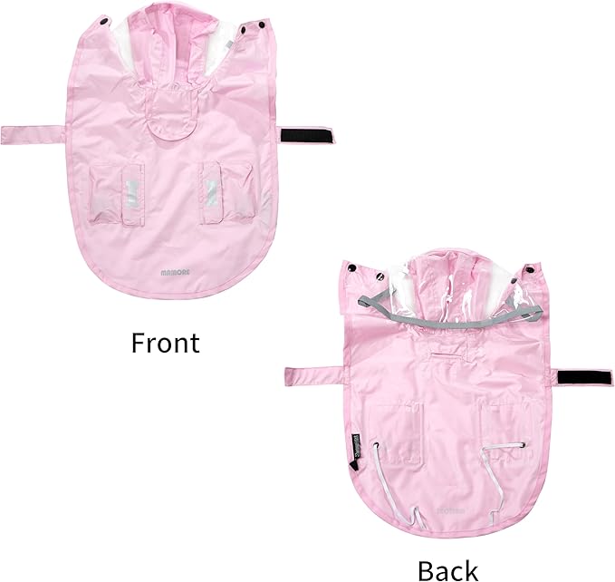 Waterproof Dog Raincoat, Adjustable Reflective Lightweight Pet Rain Clothes with Poncho Hood (Light Pink, X-Large)