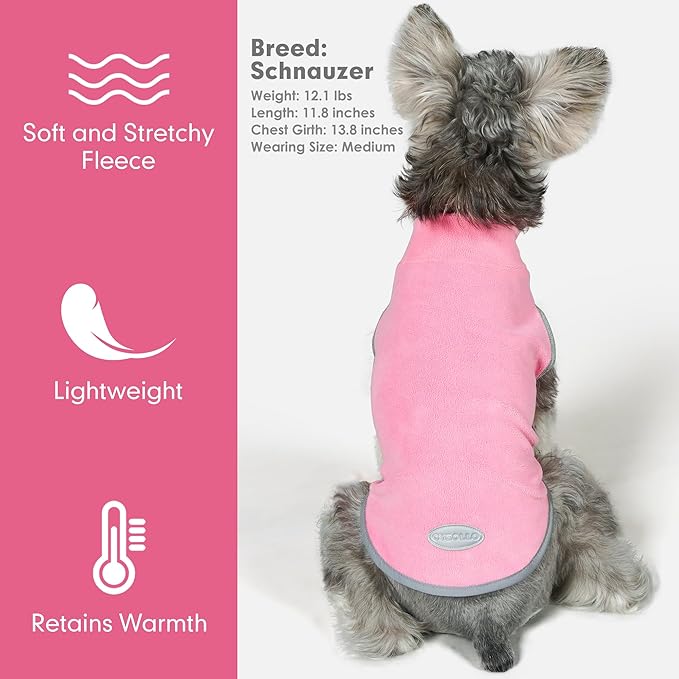 cyeollo 2 Pack Fleece Dog Sweater Vest Dog Sweatshirt Reflective Lightweight Doggie Clothes for Small Dogs Girl Pet Apparel Pink, Fuschia, M