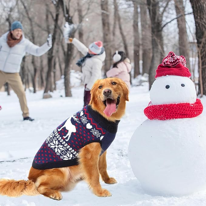 SCENEREAL Dog Sweater for Medium Size Dog Girls Boys, Turtleneck Pullover Winter Puppy Clothes, Christmas Outfits, Pet Sweatshirt Apparel Knitwear for Frenchie, Beagle, Boston Terrier M