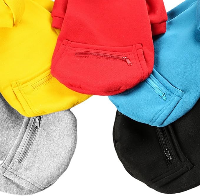 Jecikelon Winter Dog Hoodie Sweatshirts with Pockets Warm Clothes for Small Dogs Chihuahua Coat Puppy Custume Clothing (Large, Y02-Red)