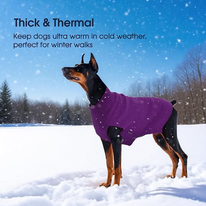IECOii Large Dog Sweater - Thick Warm Neutral Purple-XL for Male or Female Dogs, Perfect for Christmas, Thanksgiving, Halloween - Fits Beagle, Corgi & More