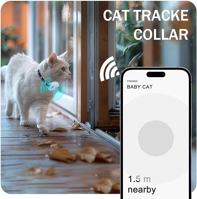 Airtag Cat Collar Breakaway, Reflective Kitten Collar with Apple Air Tag Holder and Bell for Girl Boy Cats, Lightweight Cat Collars for Apple AirTag, Hidden GPS Tracker Holder for Cats, Blue (9-13")