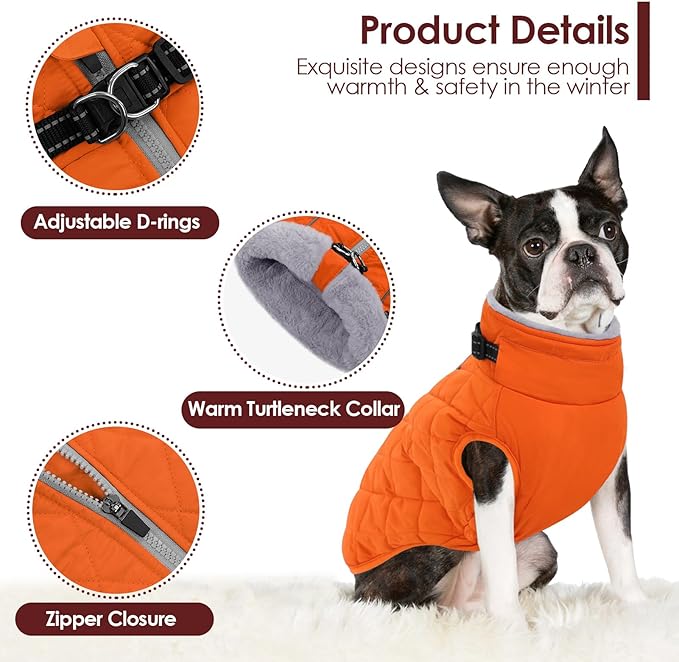 AOFITEE Extra Small Dog Jacket, Waterproof Dog Coat for Winter, Turtleneck Winter Jacket with Back Zipper, Reflective Pet Coat Small Snowsuit, Small Pet Snowsuit Chihuahua, Yorkshire