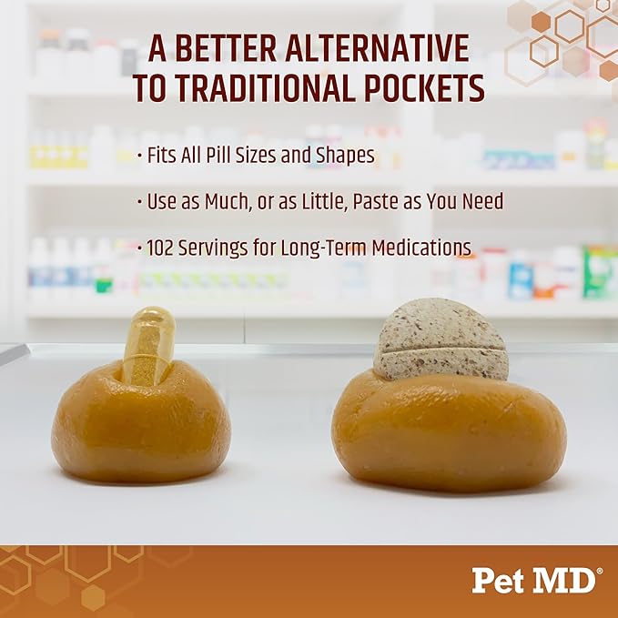 Pet MD Wrap A Pill Peanut Butter Flavor Pill Paste for Dogs - Make a Pocket or Pouch to Hide Pills & Medication - 8 oz (Pack of 2)