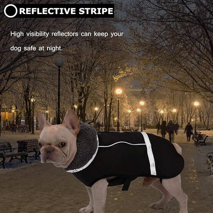 QBLEEV Warm Dog Coat Reflective Jacket, Waterproof Winter Coat Turtleneck Dog Clothes for Cold Weather, Thick Fleece Snowsuit Christmas Vest for Small to Large Dogs